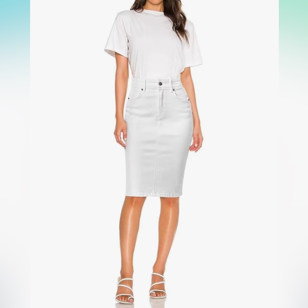 Ashley Stewart Lexi Womens Super Comfy Stretch Denim Skirt
